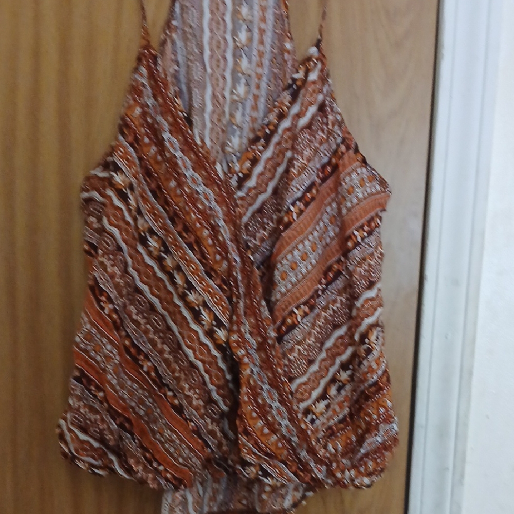 Orange and Brown Wrap Camisole Top